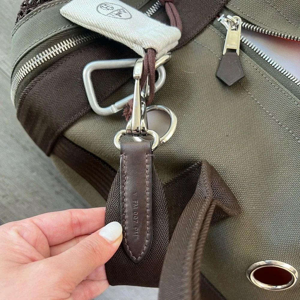 Hermes Careying Dog Travel Bag - Green Canvas